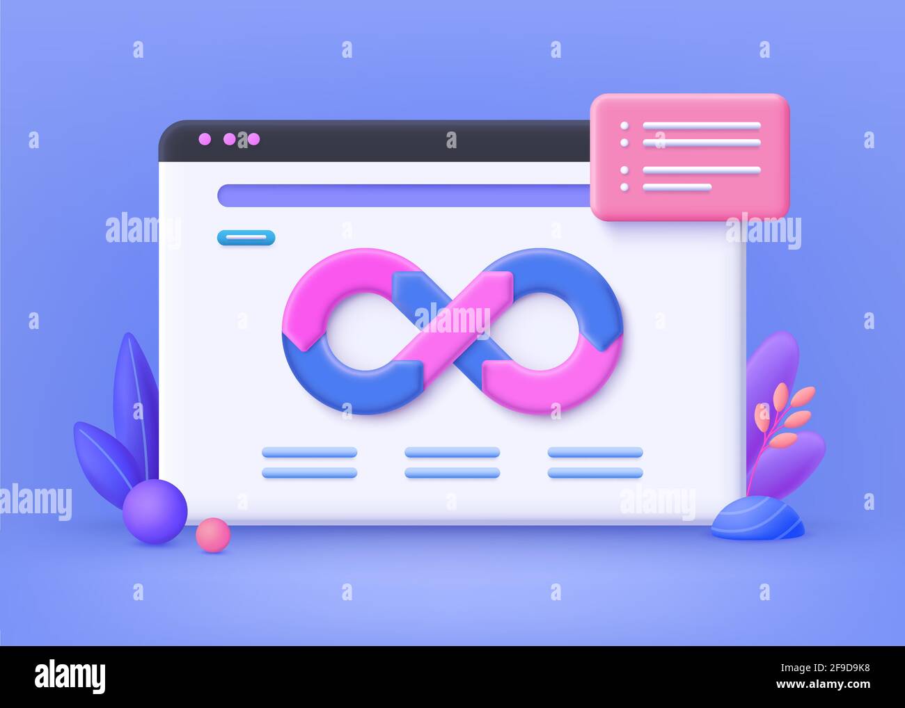 DevOps Konzept, Web-Entwicklung . Entwicklung von Internet-App, Online-Website-Service. DevOps Landing Page , Programmierung und Engineering Service Web BA Stock Vektor