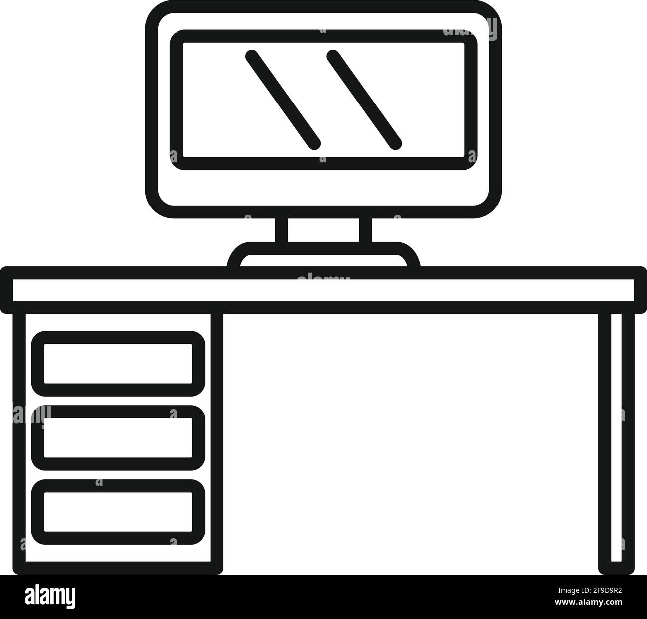 Desktop-Symbol für Computer, Umrissstil Stock Vektor