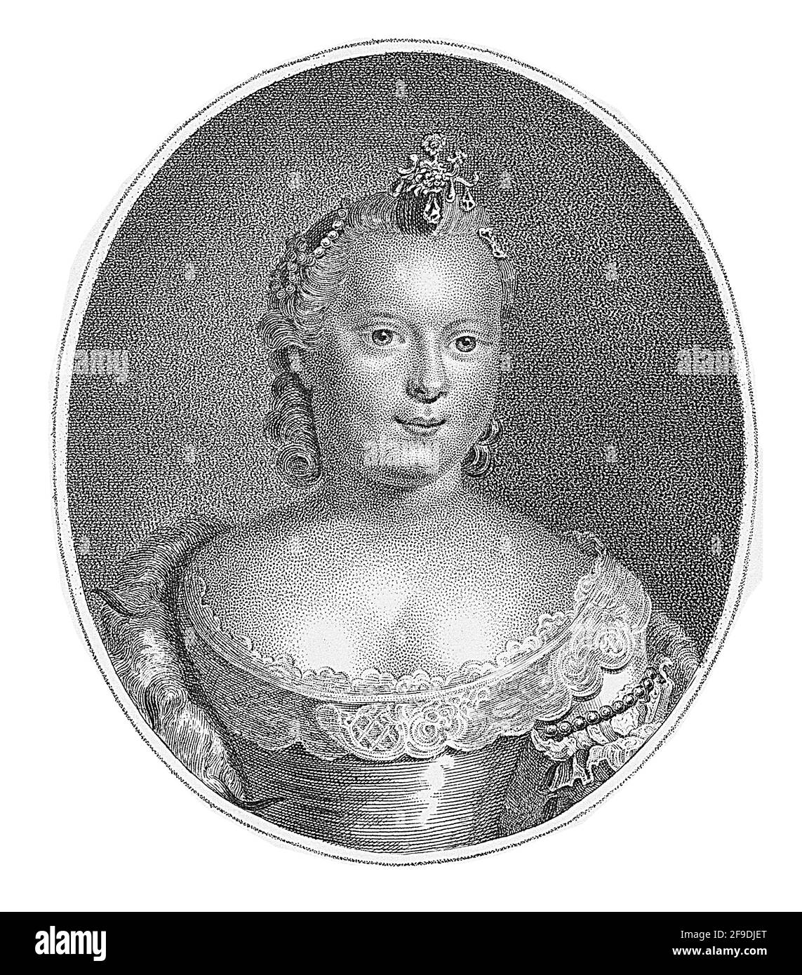 Porträt von Carolina in einem Oval. Am unteren Rand ihren Namen und Titel. Stockfoto