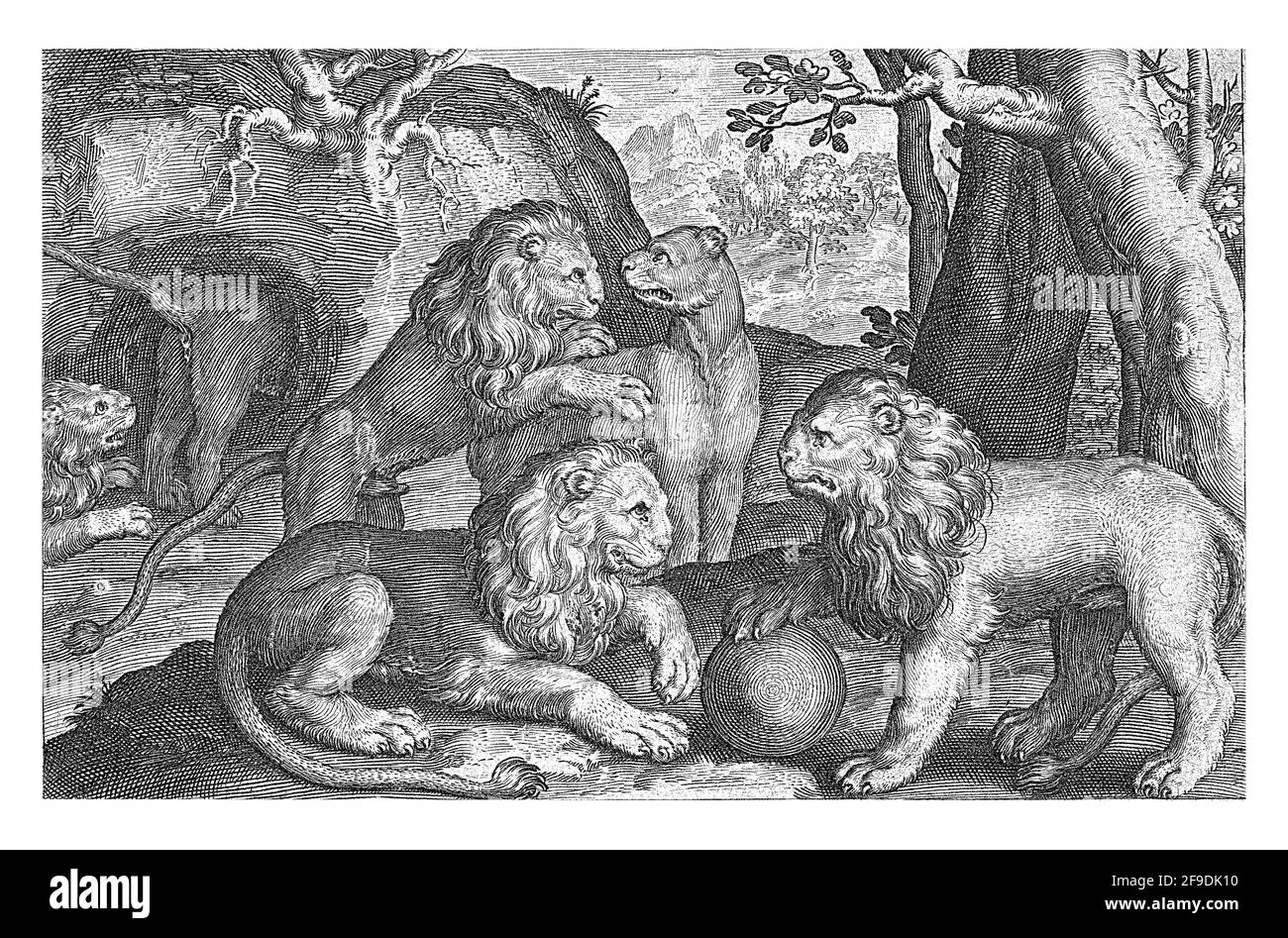 Lions, Nicolaes de Bruyn, 1594 Stockfoto