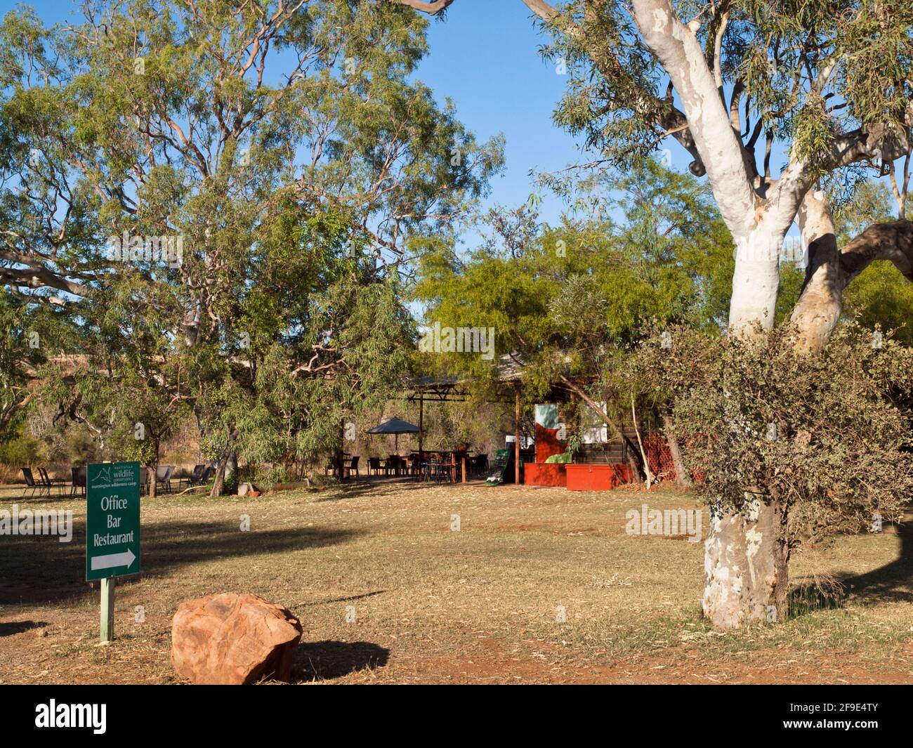 Büro und Bar-Restaurant von Mornington Wilderness Camp, Kimberley, Westaustralien Stockfoto