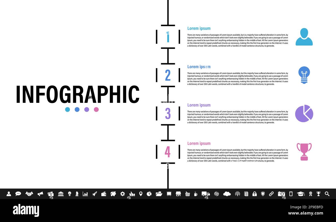 Infografik Design-Vorlage mit Business-Konzept Vektor-Illustration mit 4 Schritte oder Optionen oder Prozesse stellen einen Arbeitsfluss oder ein Diagramm dar Stock Vektor
