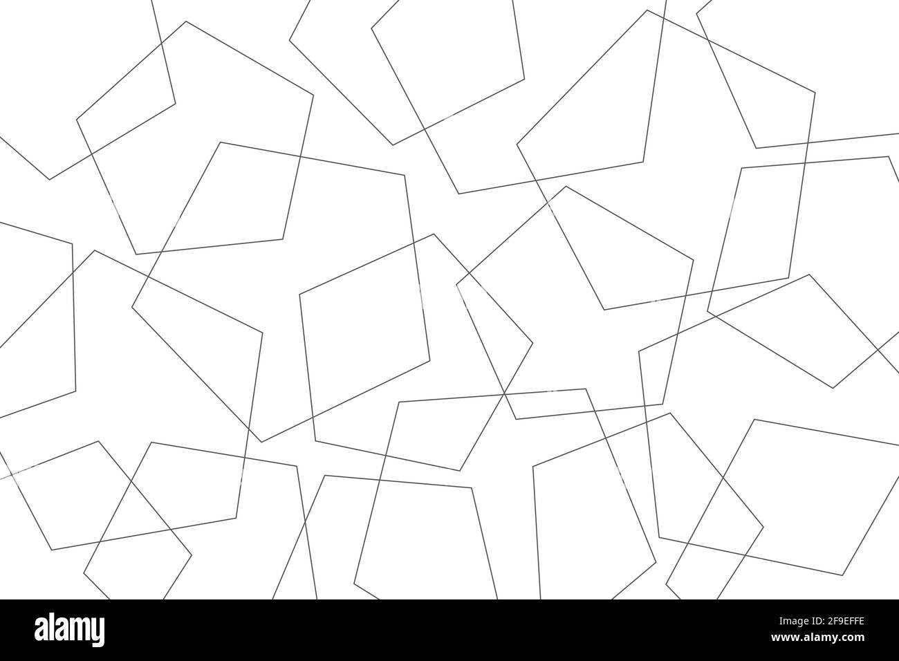 Abstraktes Hintergrundmuster mit überlappenden geometrischen Formen (Fünfecke). Moderne, einfache und verspielte Vektorkunst Stockfoto