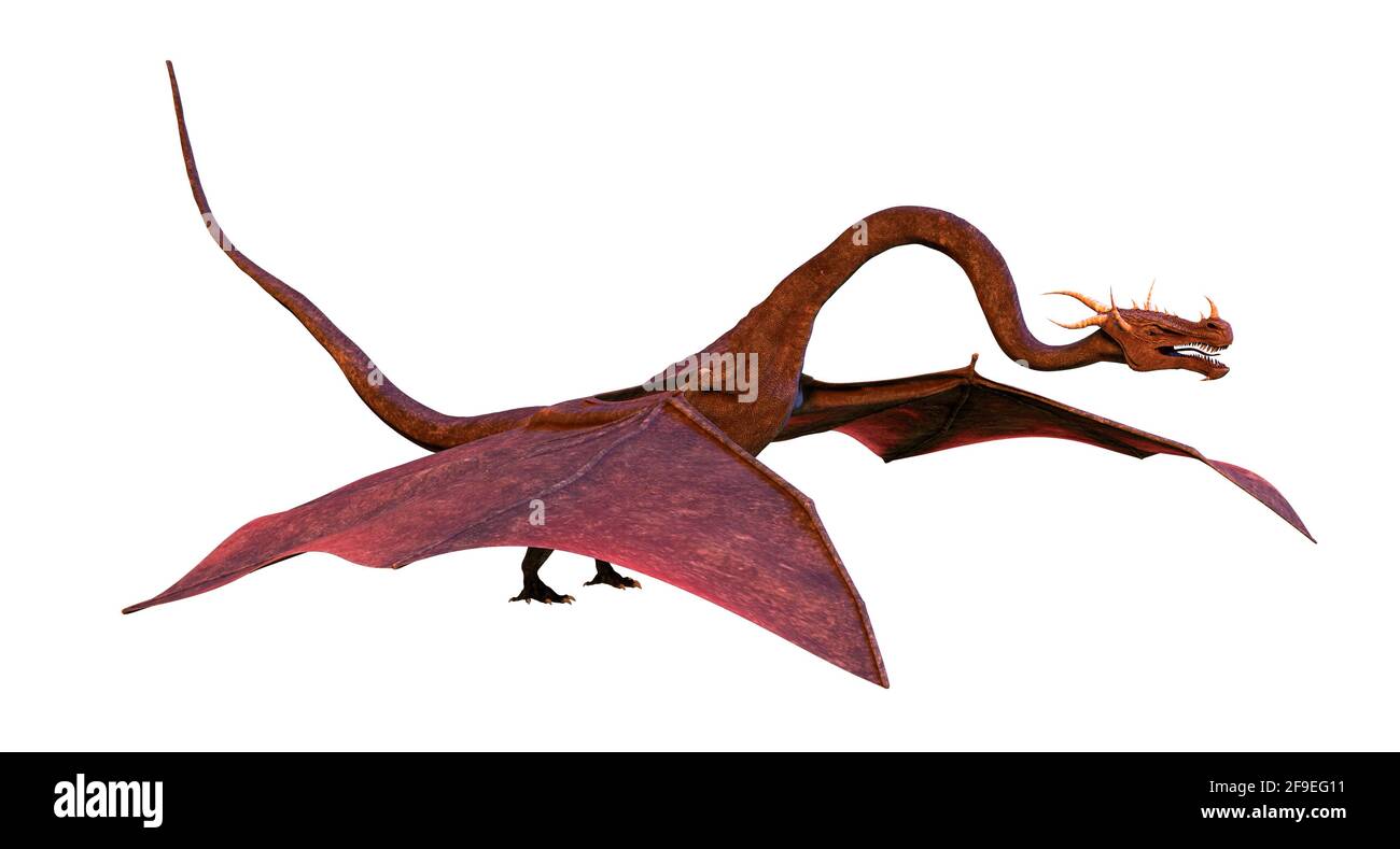 dragon, mythische Kreatur, die isoliert auf weißem Hintergrund steht Stockfoto