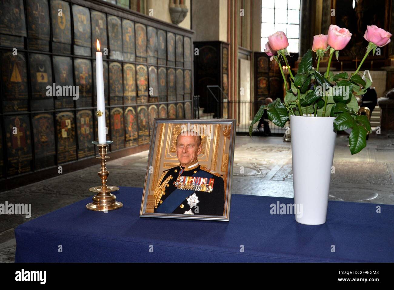 Seraphim-Läuten fanden in der Kirche der Ritter statt, für seine Königliche Hoheit Prinz Philip, Herzog von Edinburgh, der ein Ritter des Königs war, in Stockholm, Schweden, am Samstag, den 17. April, 2021. Der Seraphim-Orden, seine Königliche Hoheit, der Herzog von Edinburgh, starb am 9. April 2021. Foto von Stella Pictures/ABACAPRESS.COM Stockfoto