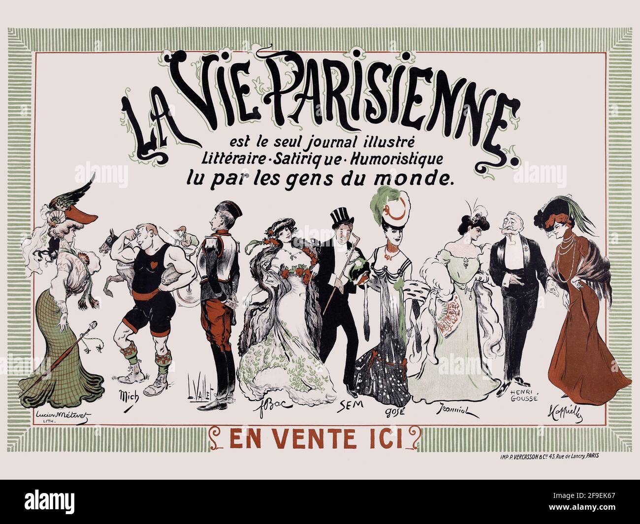 La Vie Parisienne est le seul Journal illustré. Littéraire Satirique. Humoristique. Restauriertes Vintage-Poster, das 1905 in Frankreich veröffentlicht wurde. Stockfoto