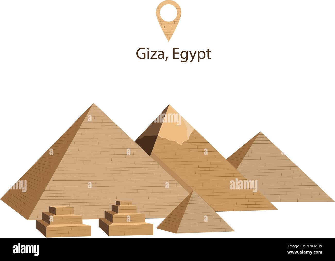 Cheops-Pyramide, Khepre, Mycerinus. Pyramiden von Ägypten. Pyramiden von Gizeh Stock Vektor