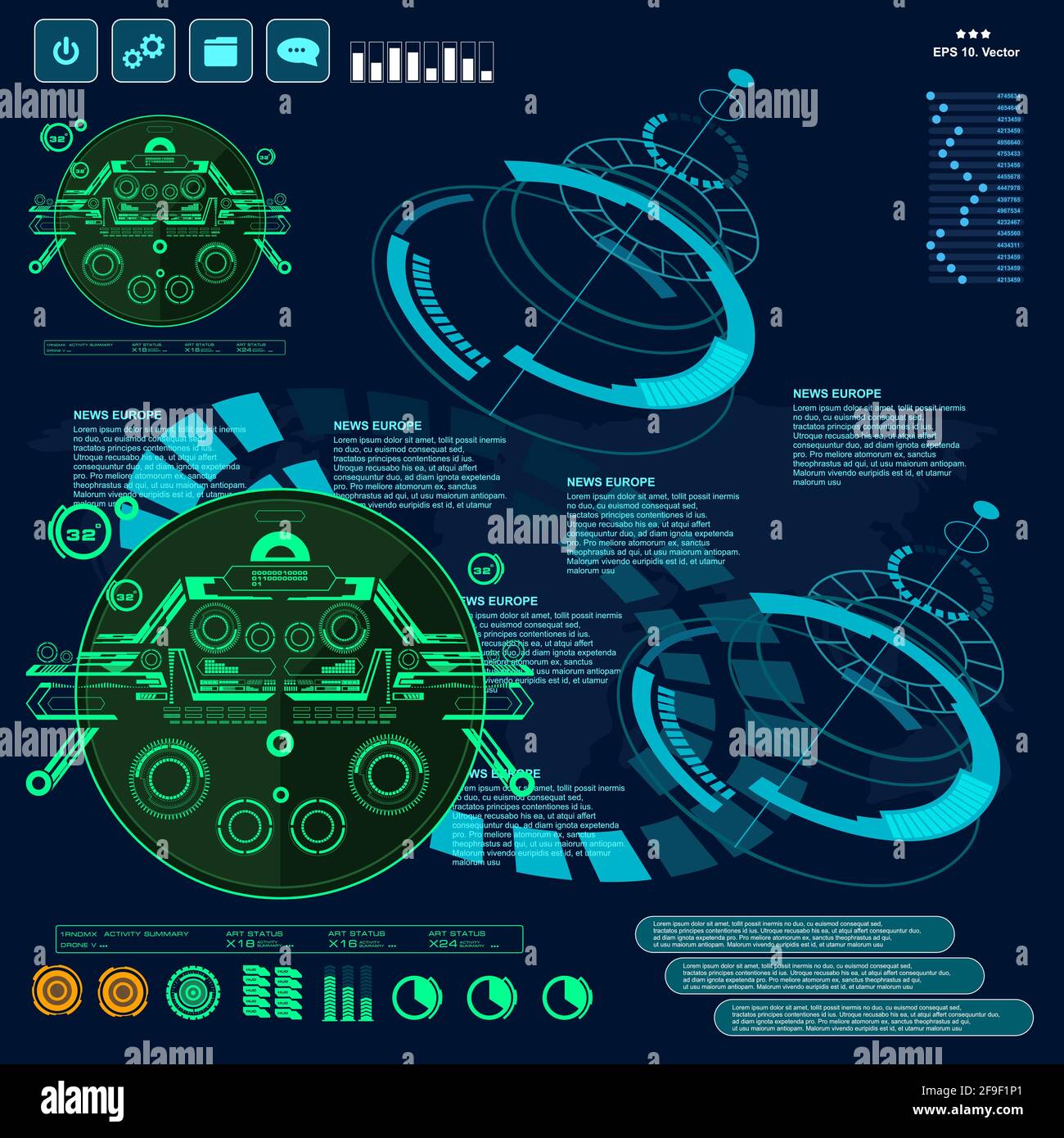 Hintergrund mit futuristischem User Interface Design Konzept mit hud Elementen Stock Vektor