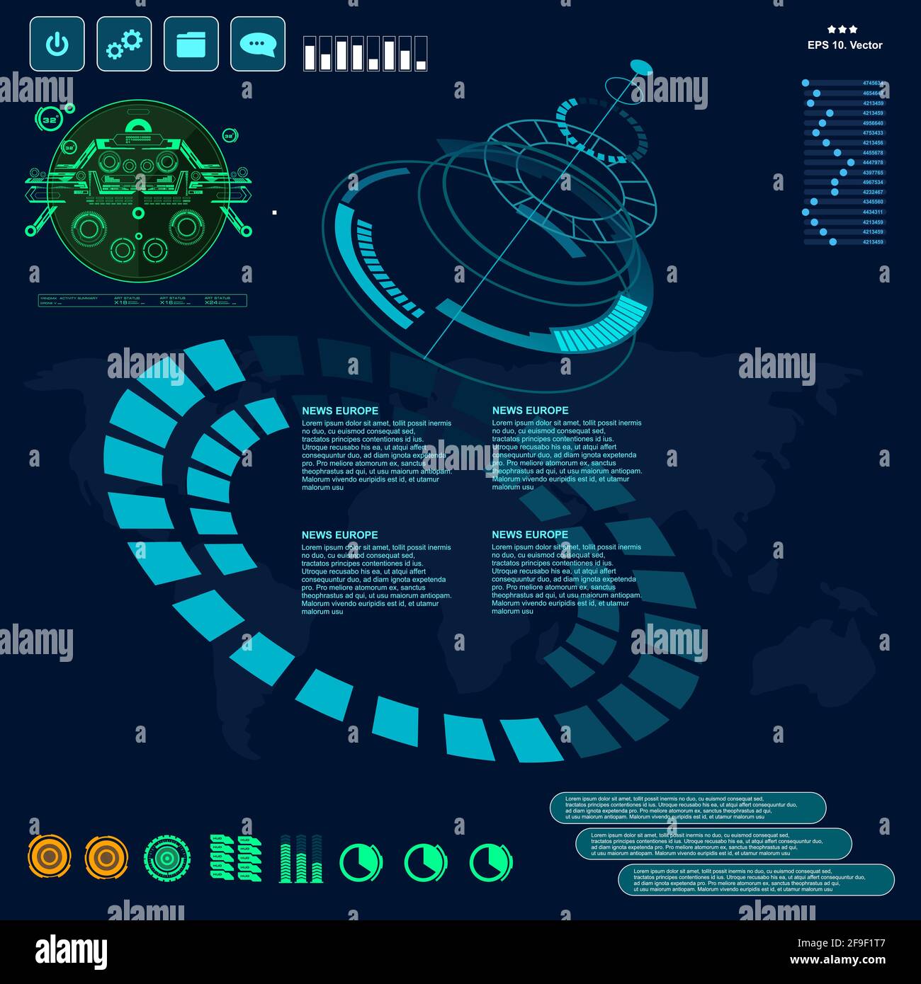 Hintergrund mit futuristischem User Interface Design Konzept mit hud Elementen Stock Vektor