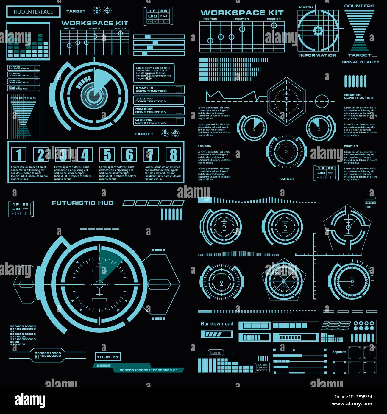Futuristische blaue virtuelle grafische Touch-Benutzeroberfläche Stock Vektor