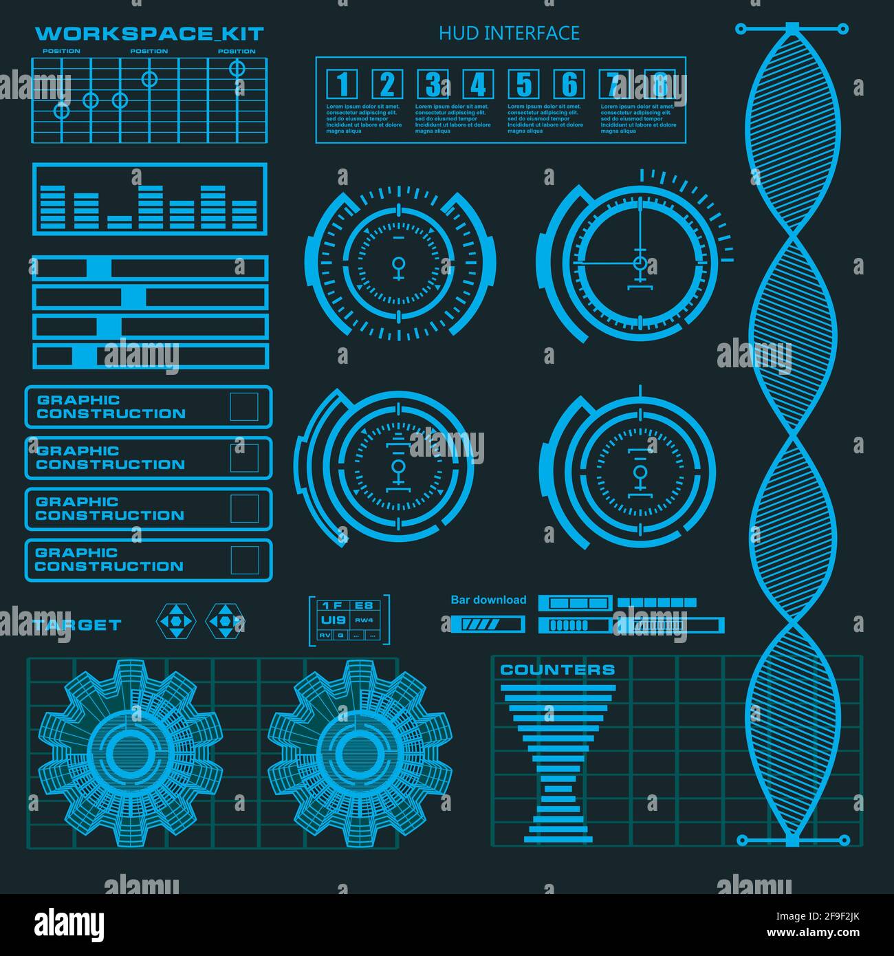 Futuristische blaue virtuelle grafische Touch-Benutzeroberfläche Stock Vektor