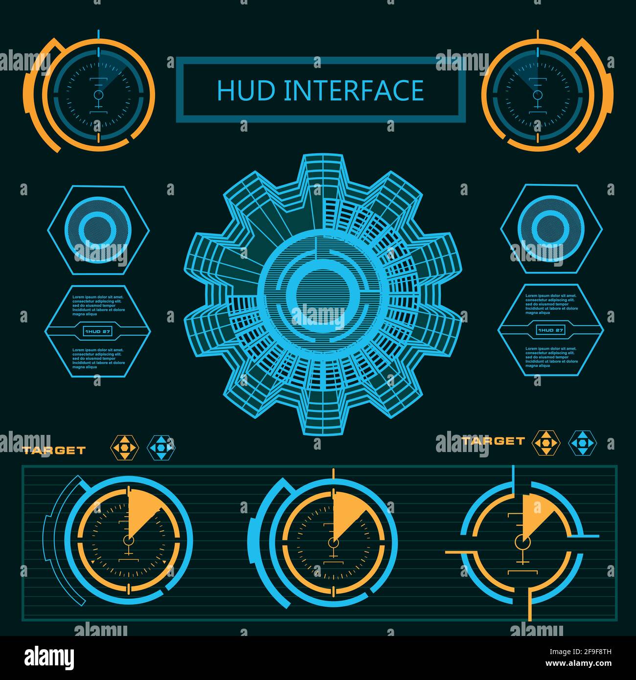 Futuristische blaue virtuelle grafische Touch-Benutzeroberfläche Stock Vektor