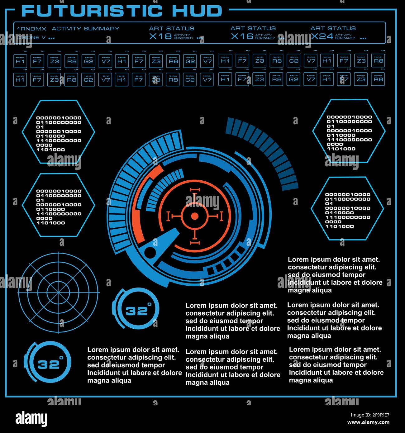 Futuristische blaue virtuelle grafische Touch-Benutzeroberfläche Stock Vektor