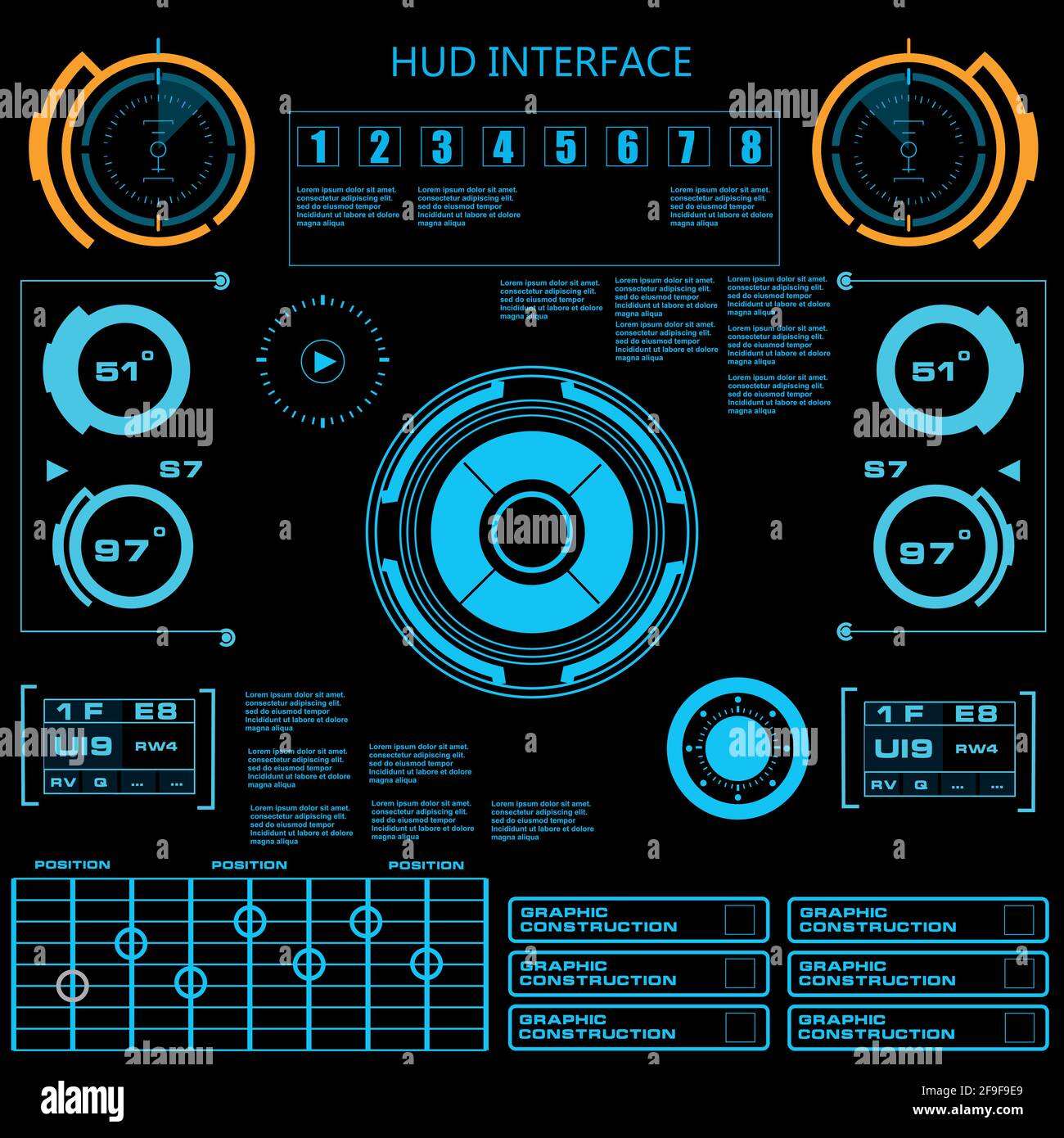 Futuristische blaue virtuelle grafische Touch-Benutzeroberfläche Stock Vektor