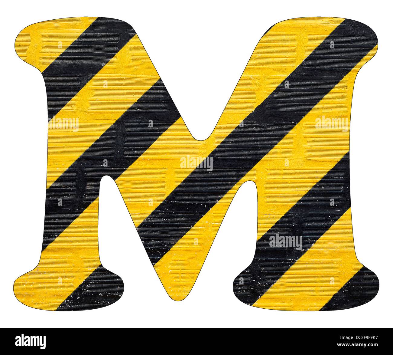 Buchstabe M - Gelbe und schwarze Linien Stockfoto