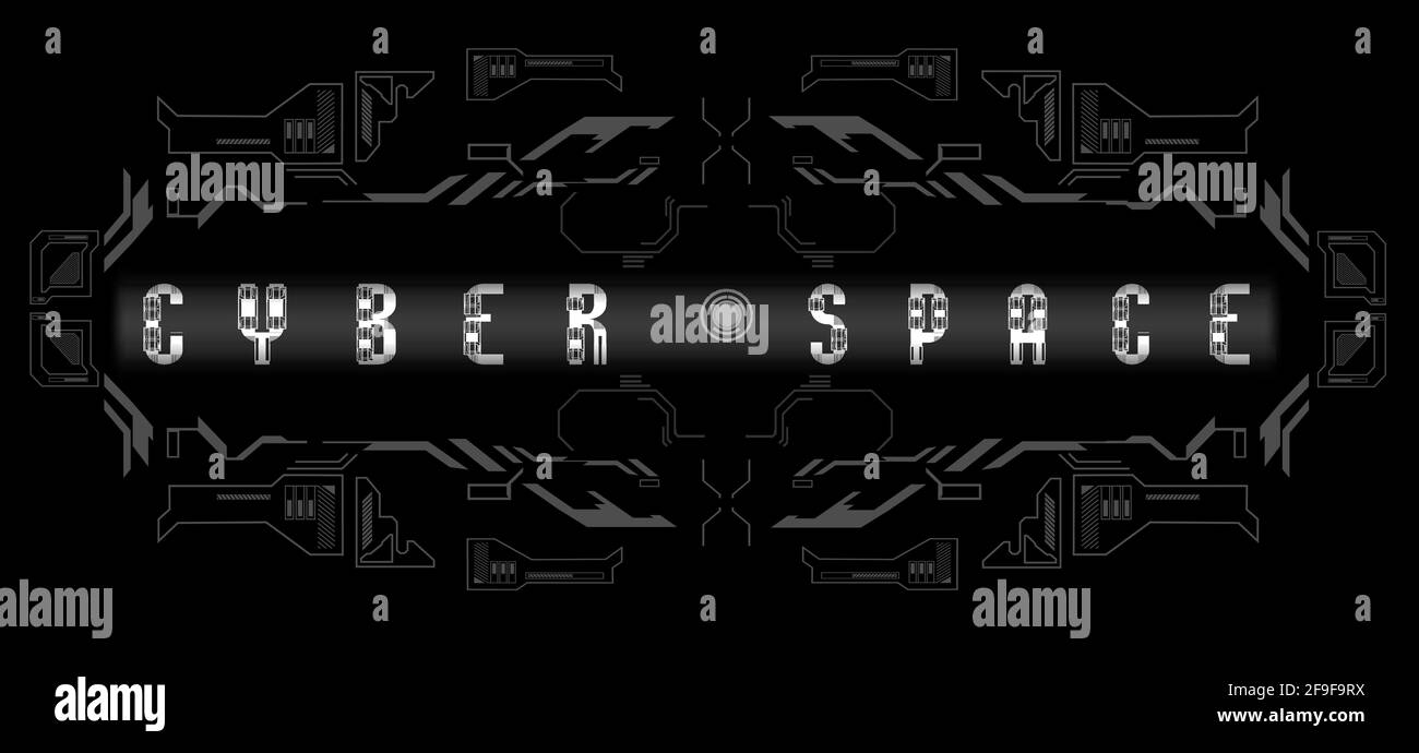 Cyberspace. HUD Moderne Illustration mit futuristischen HUD ui Elementen. HUD-Hintergrund Stock Vektor
