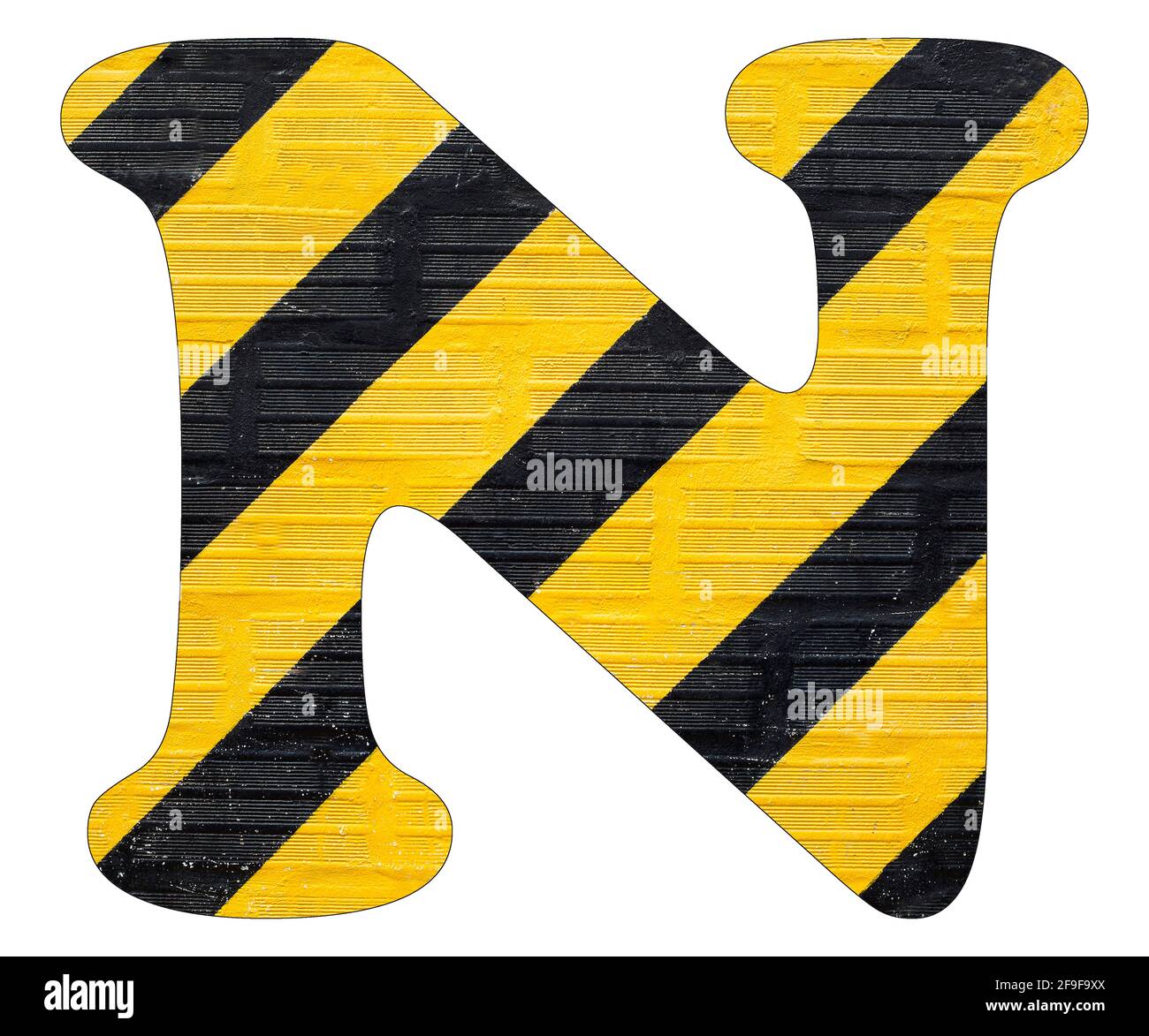 Buchstabe N - Gelbe und schwarze Linien Stockfoto