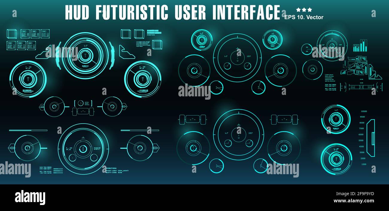 HUD futuristische Benutzeroberfläche, Dashboard-Display Virtual Reality-Technologie-Bildschirm Stock Vektor