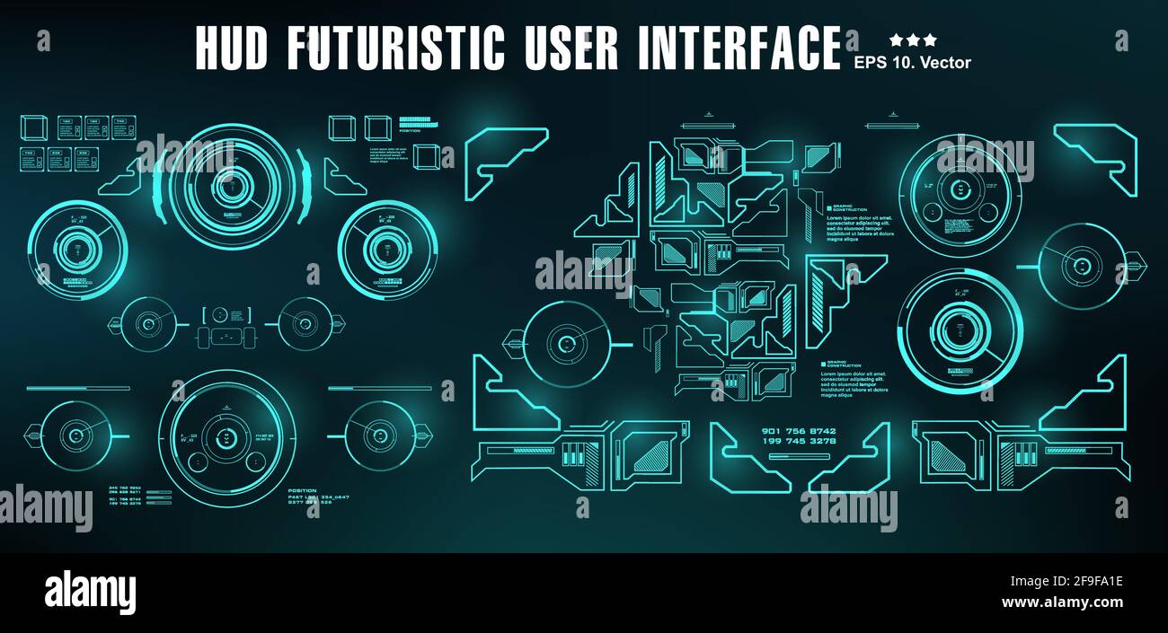 HUD futuristische Benutzeroberfläche, Dashboard-Display Virtual Reality-Technologie-Bildschirm Stock Vektor