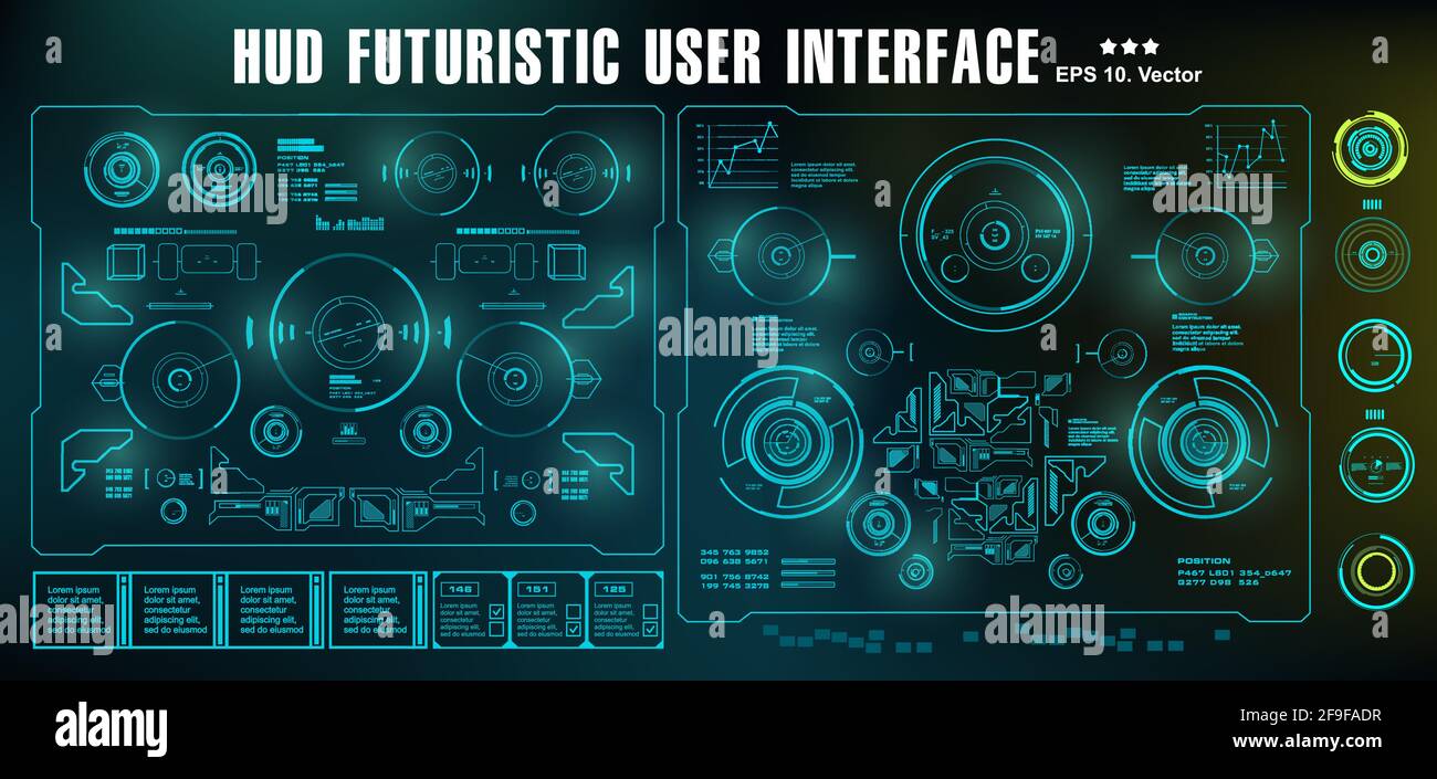 HUD futuristische Benutzeroberfläche, Dashboard-Display Virtual Reality-Technologie-Bildschirm Stock Vektor