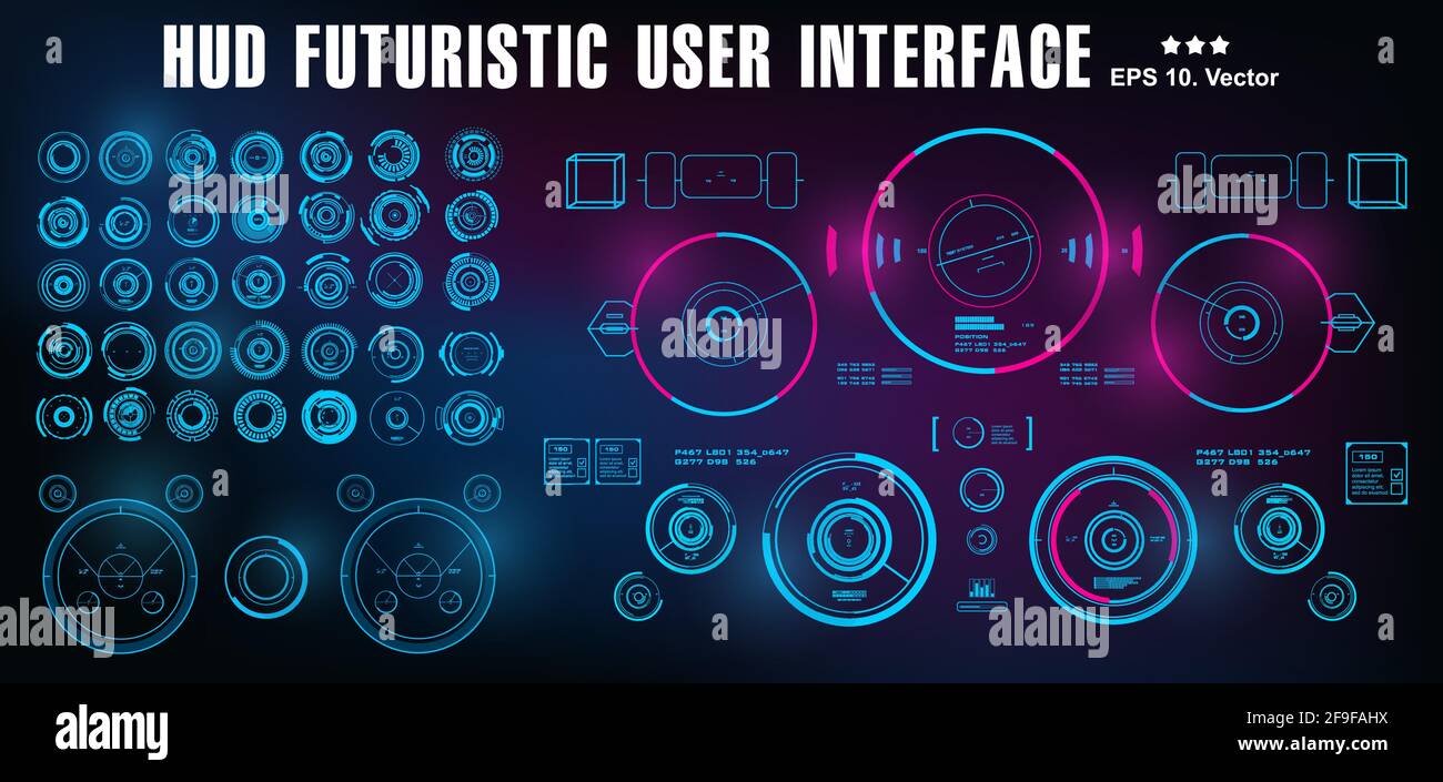 HUD futuristische Benutzeroberfläche, Dashboard-Display Virtual Reality-Technologie-Bildschirm Stock Vektor