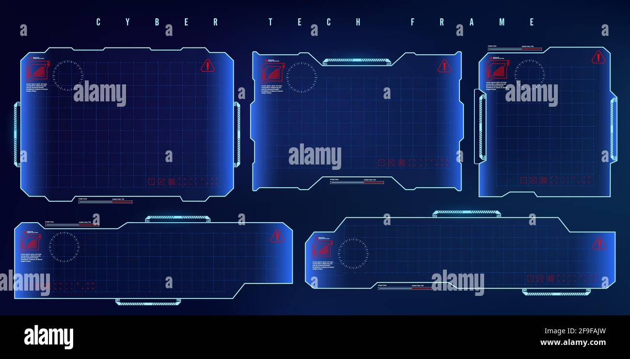 Futuristischer HUD-Set-Rahmen. Futuristischer virtueller Rahmen. Cyber-Tech-Rahmen. Stock Vektor