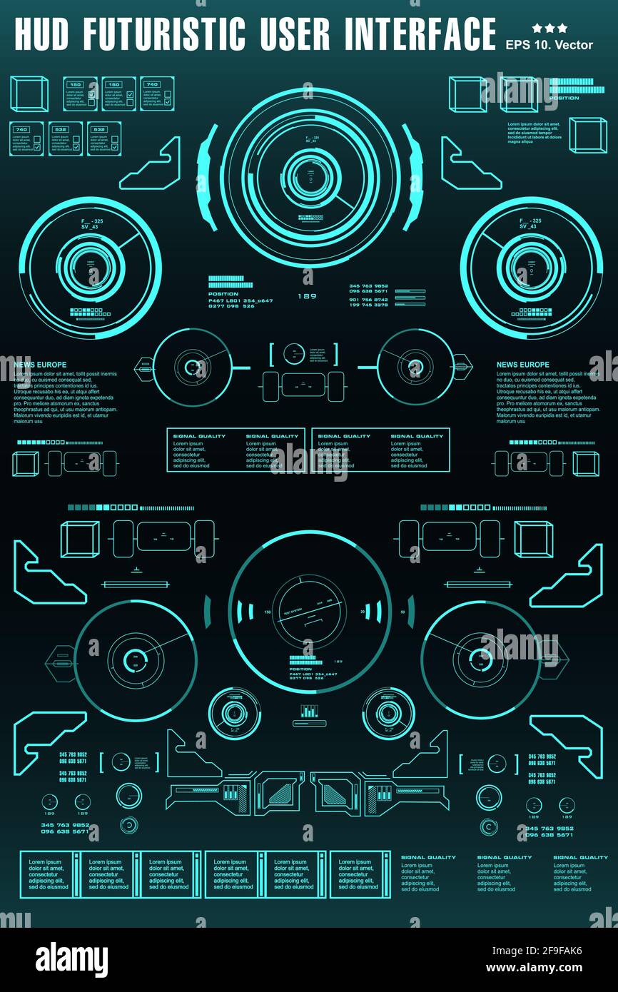 Sci-Fi futuristische hud-Dashboard-Anzeige Virtual Reality-Technologie-Bildschirm Stock Vektor
