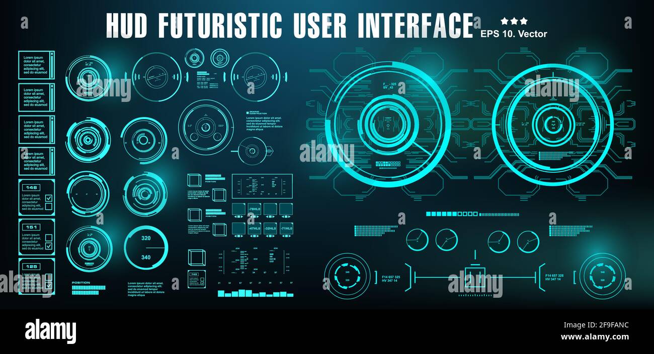 Dashboard-Display Virtual Reality-Technologie-Bildschirm. HUD futuristische Benutzerschnittstelle Stock Vektor