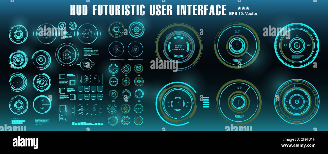 Sci-Fi futuristische hud-Dashboard-Anzeige Virtual Reality-Technologie-Bildschirm Stock Vektor