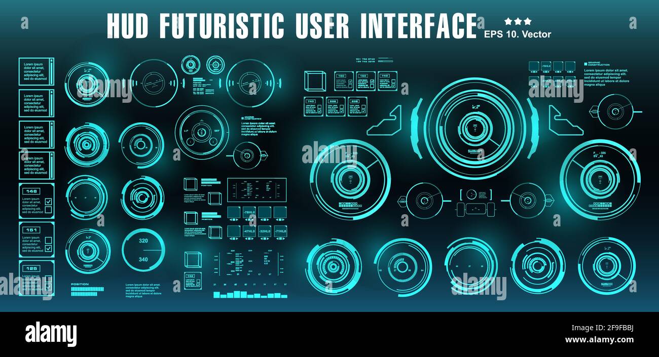 Dashboard-Display Virtual Reality-Technologie-Bildschirm. HUD futuristische Benutzerschnittstelle Stock Vektor