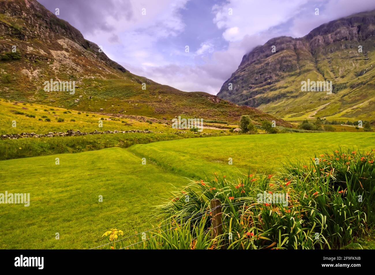 Ein Tal am Fluss Coe Stockfoto