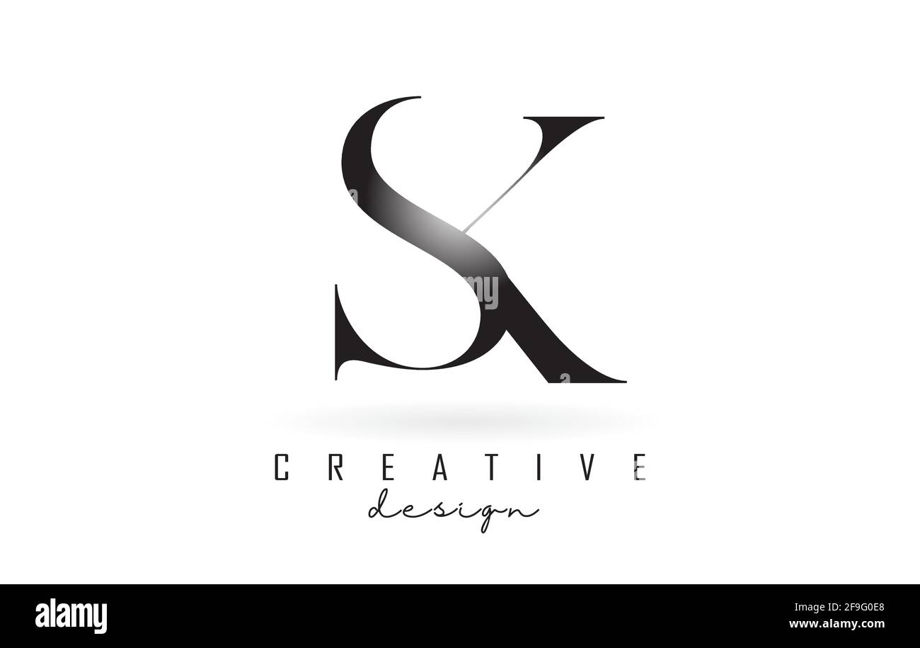 SK s k Letter Design Logo Logo-Konzept mit Serifenschrift und elegantem Stil. Symbol für Vektorgrafik mit den Buchstaben S und K. Stock Vektor