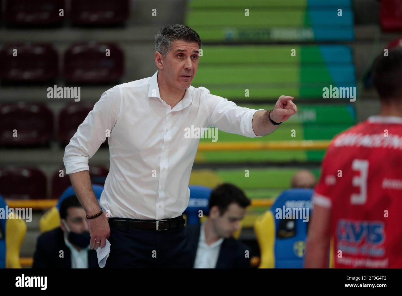 Verona, Italien, 18. April 2021 Top Volley's Kovac Slobodan beim Spiel NBV Verona - Top Volley Cisterna beim AGSM Forum. Play Off 5 posto Credem Banca Credit:Roberto Ramaccia/Alamy Live News Stockfoto