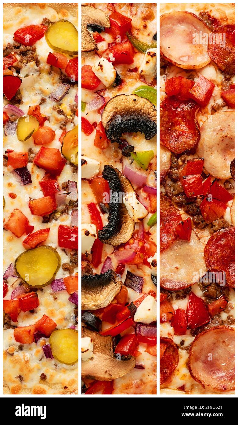 In Scheiben schneiden köstliche frische Pizza mit Pepperoni auf weißem Hintergrund. Draufsicht . Pizza auf dem weißen Tisch. Hochwertige Fotos Stockfoto