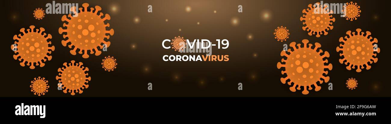 Coronavirus-Infektion covid-19, dunkelbraunes medizinisches Banner. Dark Vector Background Virus Cell 2019-ncov Virus. Covid19 Pandemie medizinisches Banner Stock Vektor