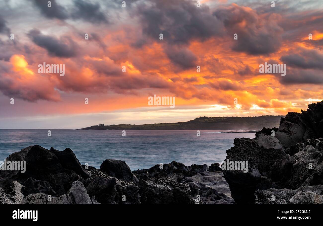 Kapalua Sonnenuntergang, Maui, Hawaii Stockfoto