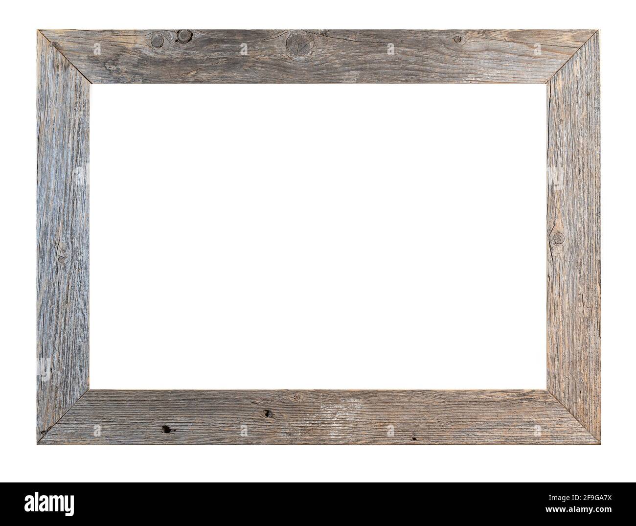 Holzrahmen oder Fotorahmen isoliert auf weißem Hintergrund. Stockfoto