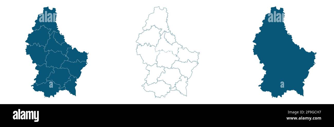 Vektorkarte Luxemburg. Isolierte Vektorgrafik. Schwarz auf weißem Hintergrund. Stock Vektor