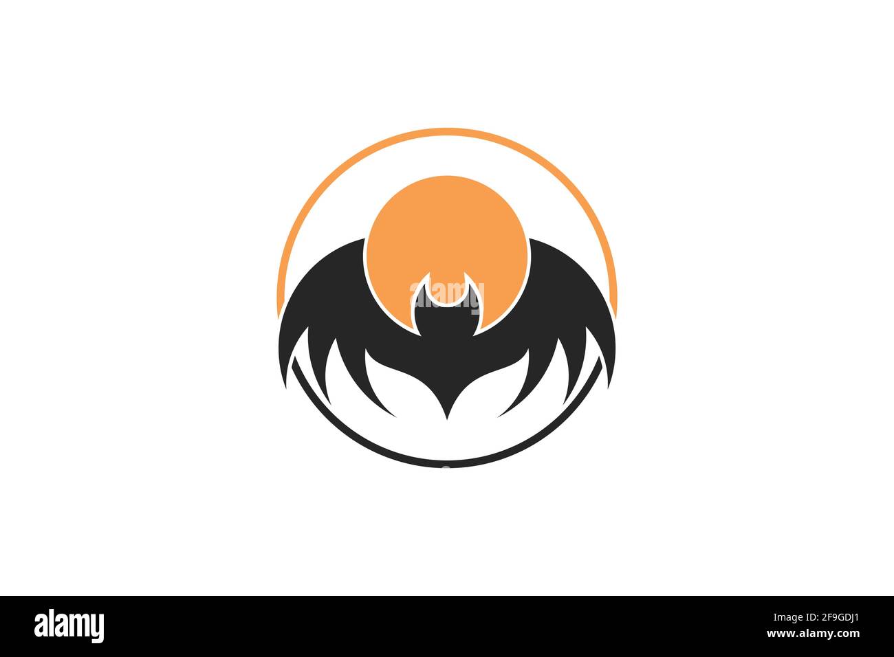 Moonlight Fledermaus-Logo. Abstraktes Design-Konzept mit Mondlicht-Fledermaus-Logo. Kombination von Fledermaus und Mond in einem Kreis. Kreativ einfaches und minimalistisches Design. Stock Vektor