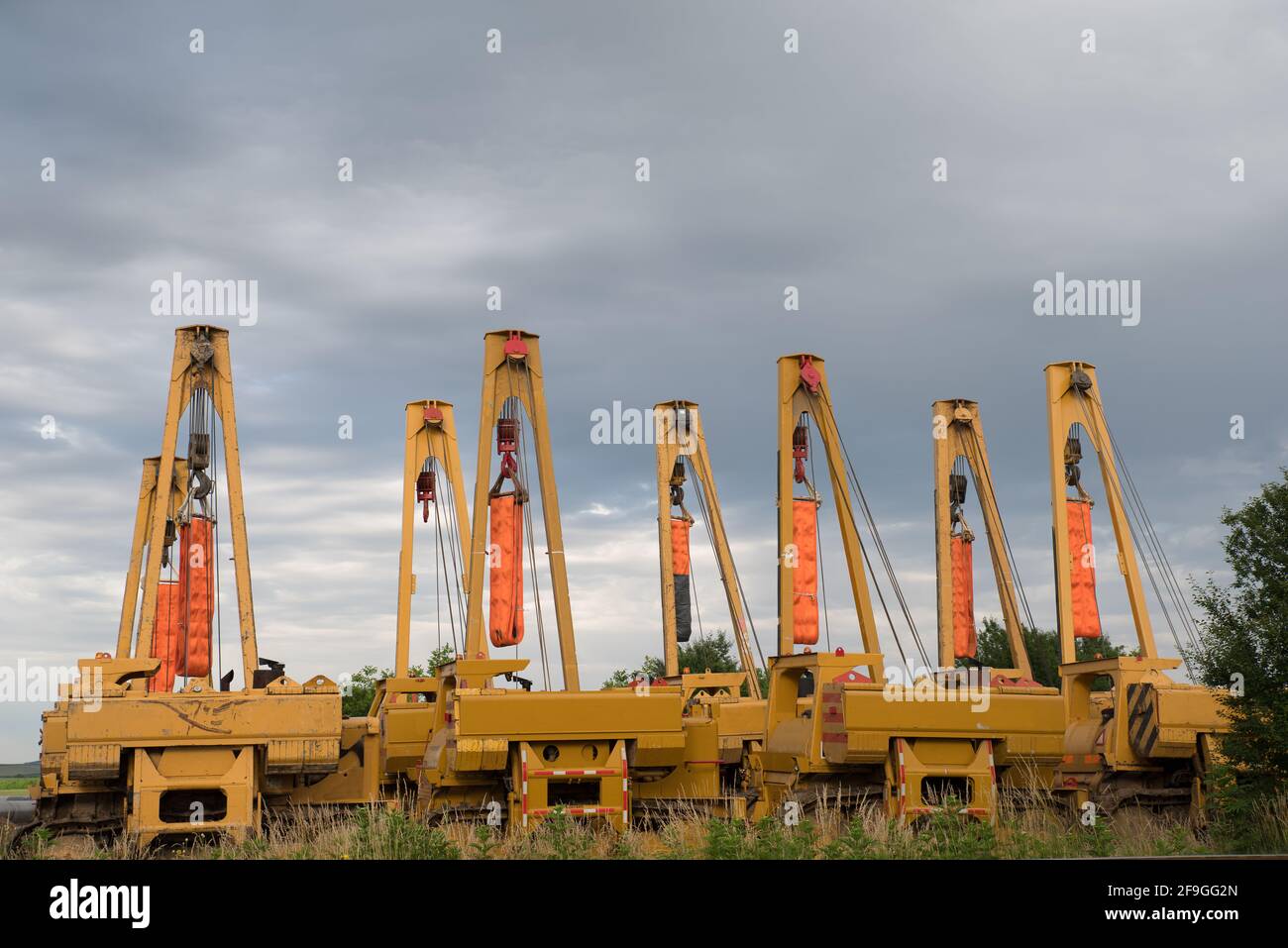 Pipelayer-Maschine für Öl- und Gasleitungen Stockfoto