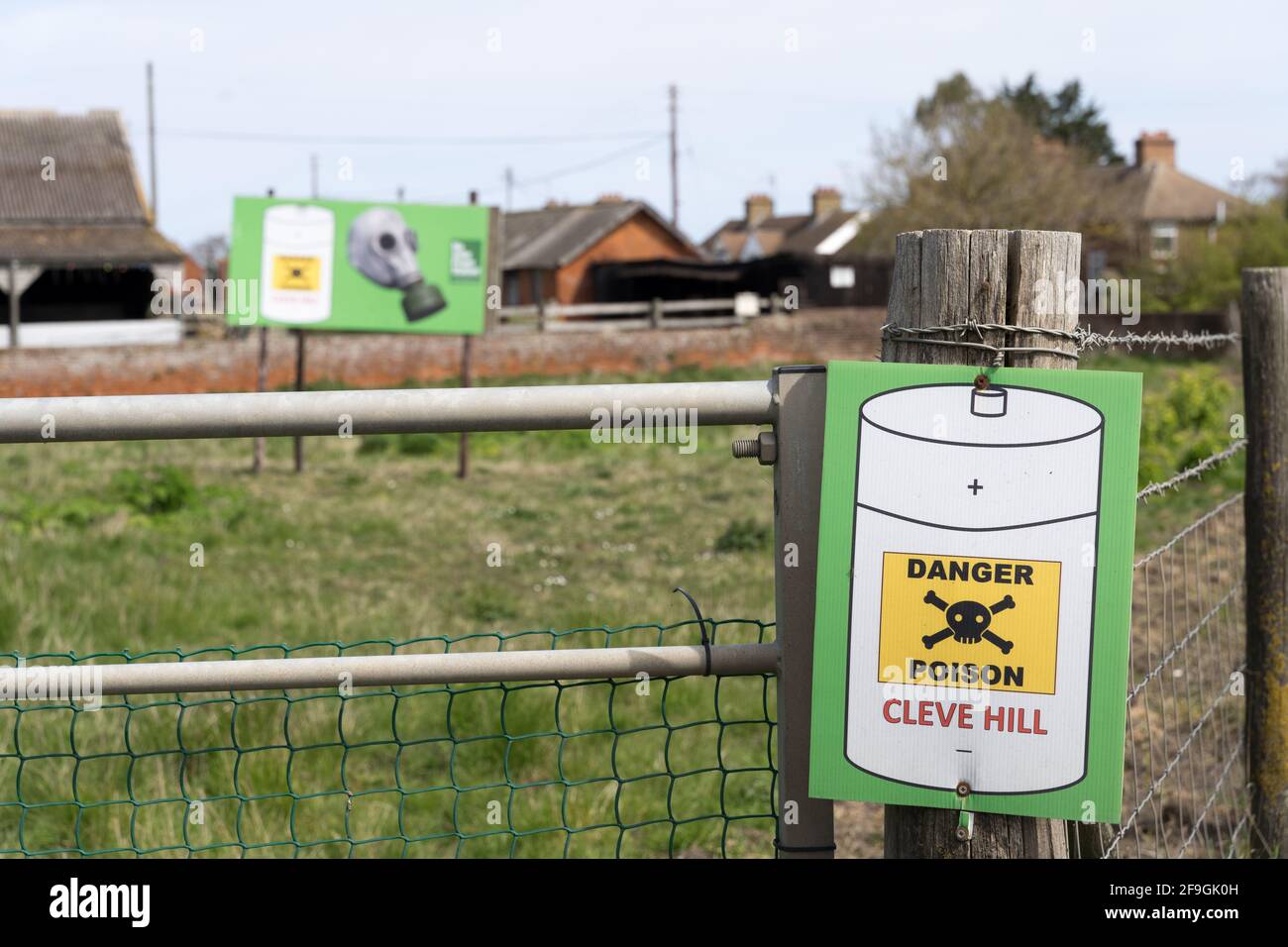 Cleve Hill Solarkraftwerk, KEINE Kampagne für Solarkraftwerk, Kent, Engand Stockfoto