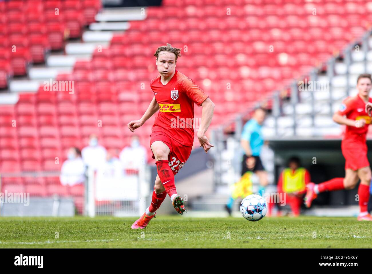 Kopenhagen, Dänemark. April 2021. Andreas Schjelderup (32) vom FC Nordsjaelland beim 3F Superliga-Spiel zwischen dem FC Kopenhagen und dem FC Nordsjaelland in Parken in Kopenhagen. (Foto: Gonzales Photo/Alamy Live News Stockfoto