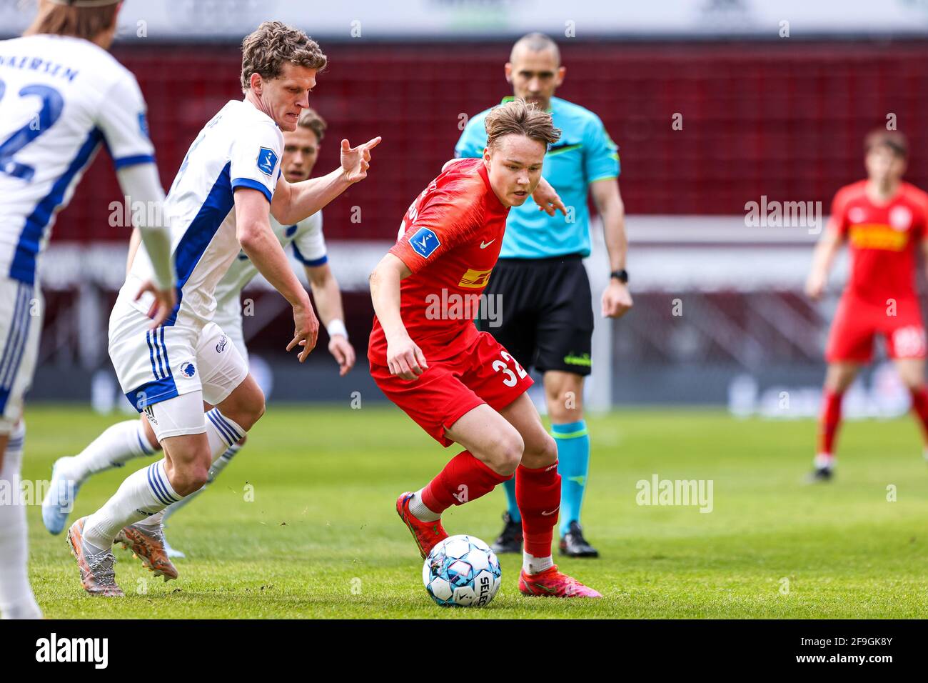 Kopenhagen, Dänemark. April 2021. Andreas Schjelderup (32) vom FC Nordsjaelland beim 3F Superliga-Spiel zwischen dem FC Kopenhagen und dem FC Nordsjaelland in Parken in Kopenhagen. (Foto: Gonzales Photo/Alamy Live News Stockfoto