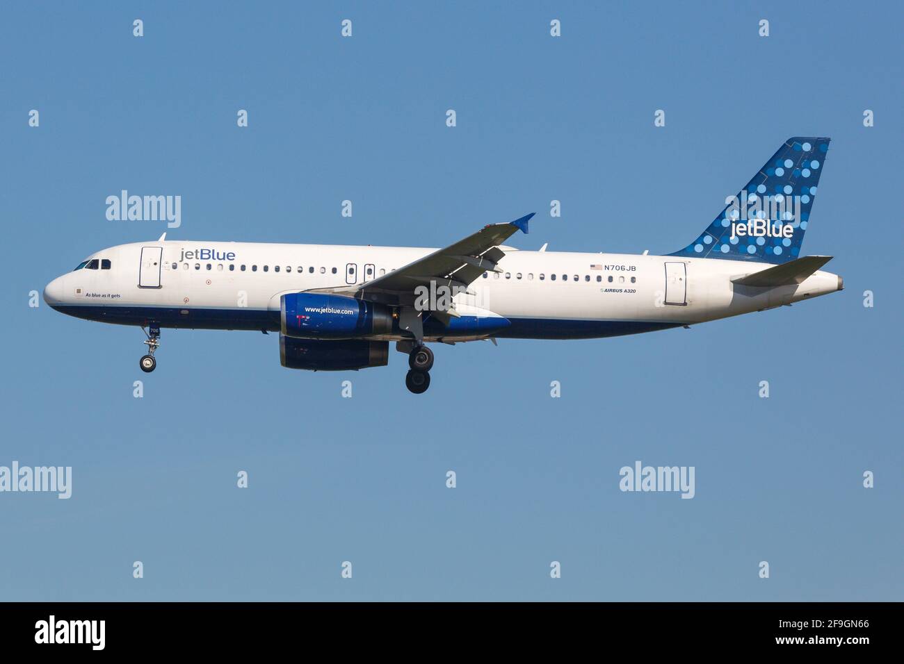 Los Angeles, USA - 21. Februar 2016: JetBlue Airbus A320 am Flughafen Los Angeles (LAX) in den USA. Stockfoto