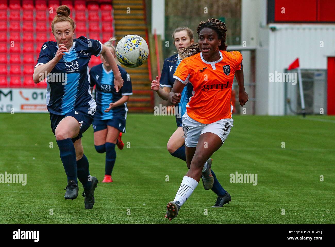 Cumbernauld, Großbritannien. April 2021. Ode Fulutudilu (#9) von Glasgow City FC während der Scottish Building Society Scottish Women's Premier League 1 Fixture Glasgow City vs Motherwell FC, Broadwood Stadium, Cumbernauld, North Lanarkshire 18/04/2021 Quelle: Colin Poultney/Alamy Live News Stockfoto