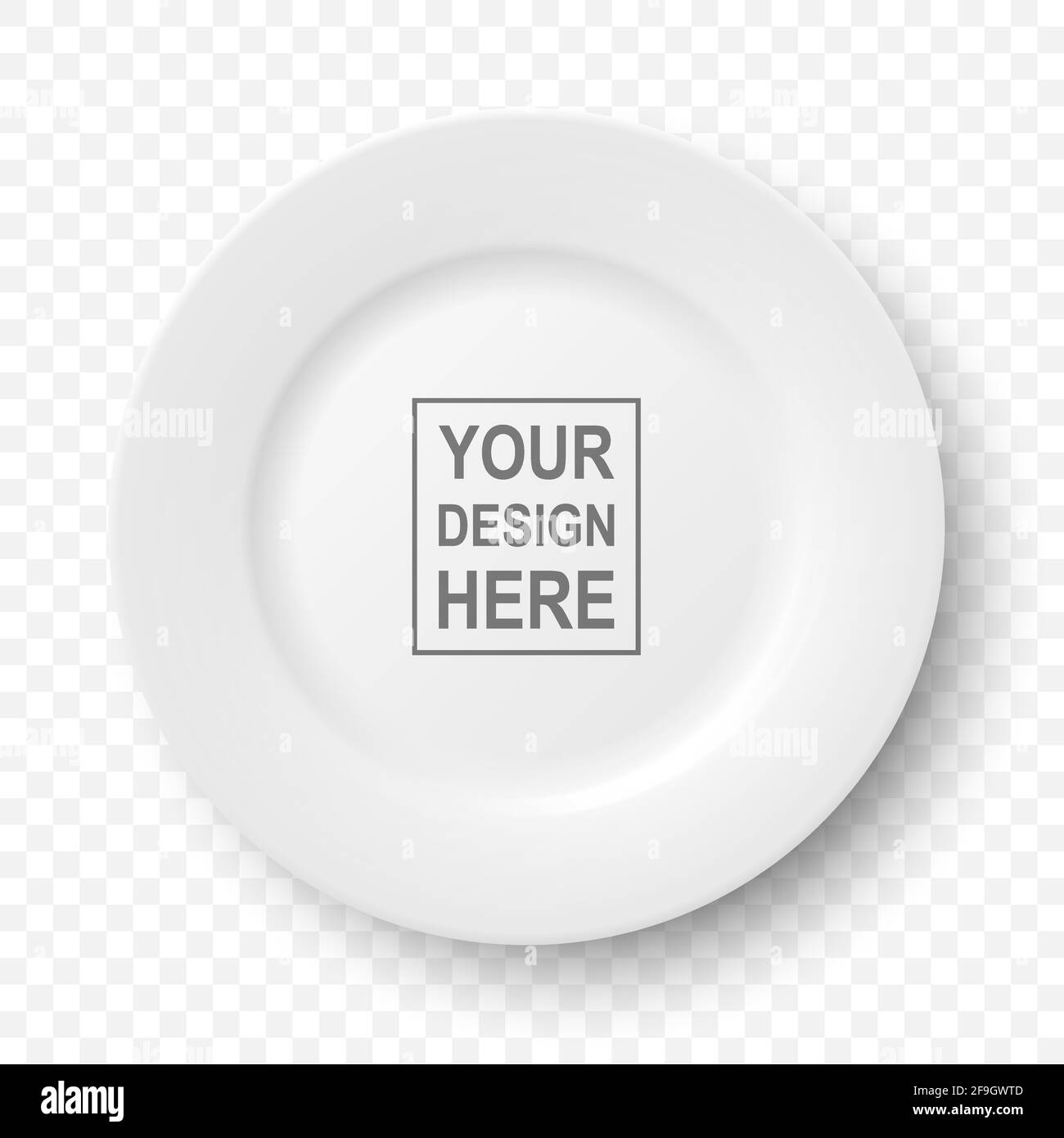 Vektor 3d realistische Keramik, Porzellan leere Schale weiße Platte Symbol Nahaufnahme isoliert auf transparentem Hintergrund. Essen, Restaurant-Menü, Küchenkonzept Stock Vektor