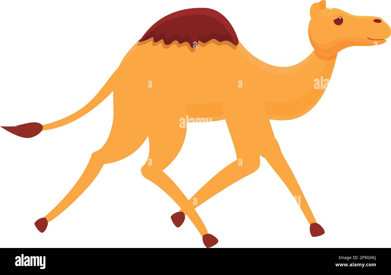 Laufendes Kamel-Symbol. Cartoon von laufenden Kamel Vektor-Symbol für Web-Design isoliert auf weißem Hintergrund Stock Vektor