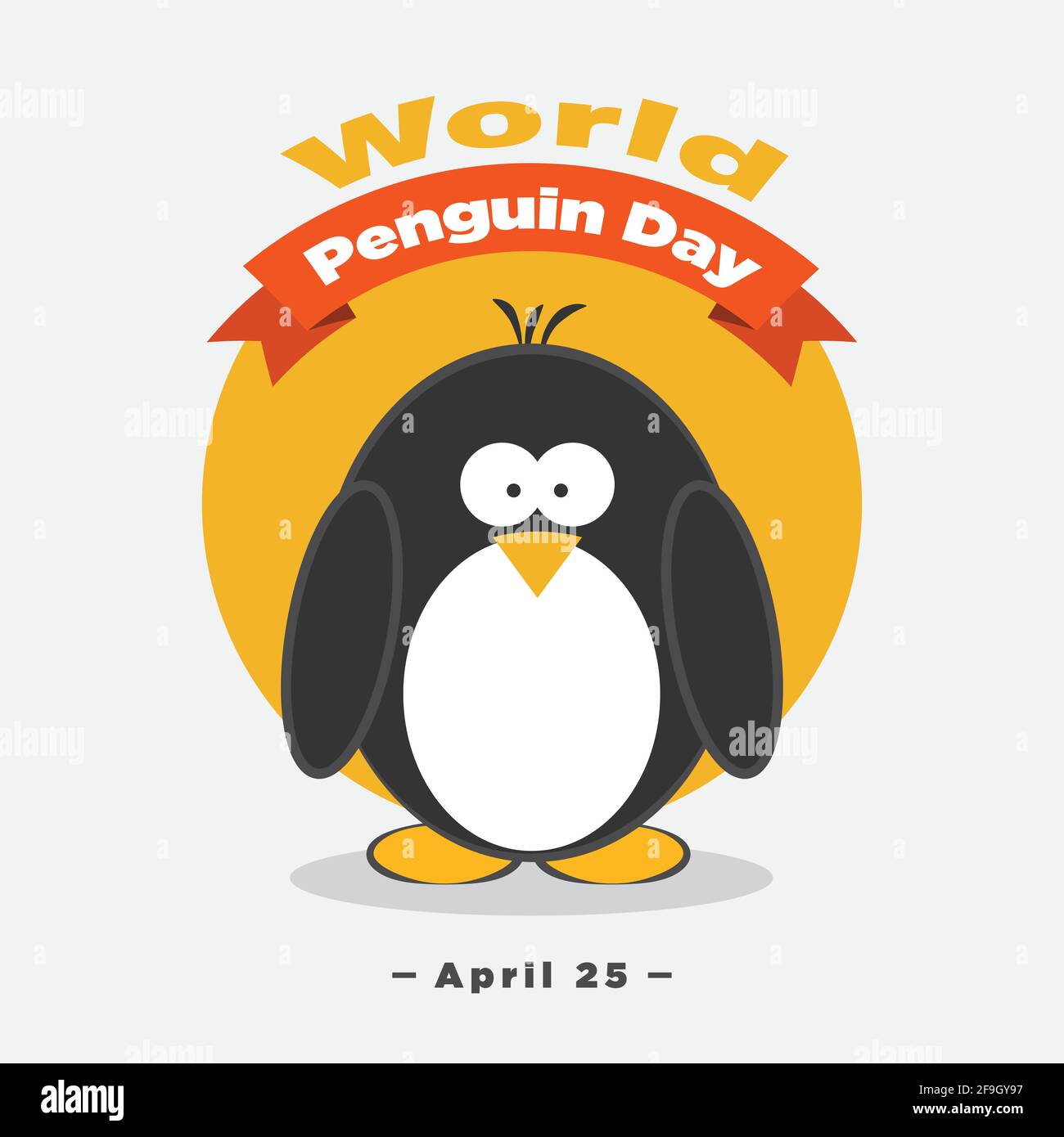 World Penguin Day Poster Banner, 25. April, niedlicher kleiner Pinguin Vogel flache Illustration Vektor Stock Vektor