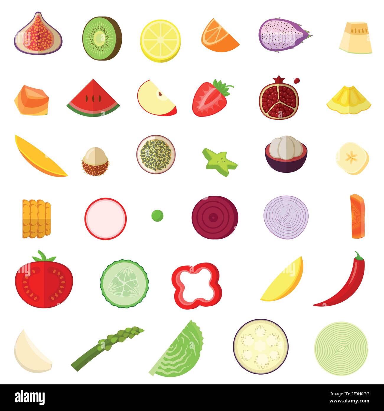 Obst- und Gemüsescheiben Stock Vektor