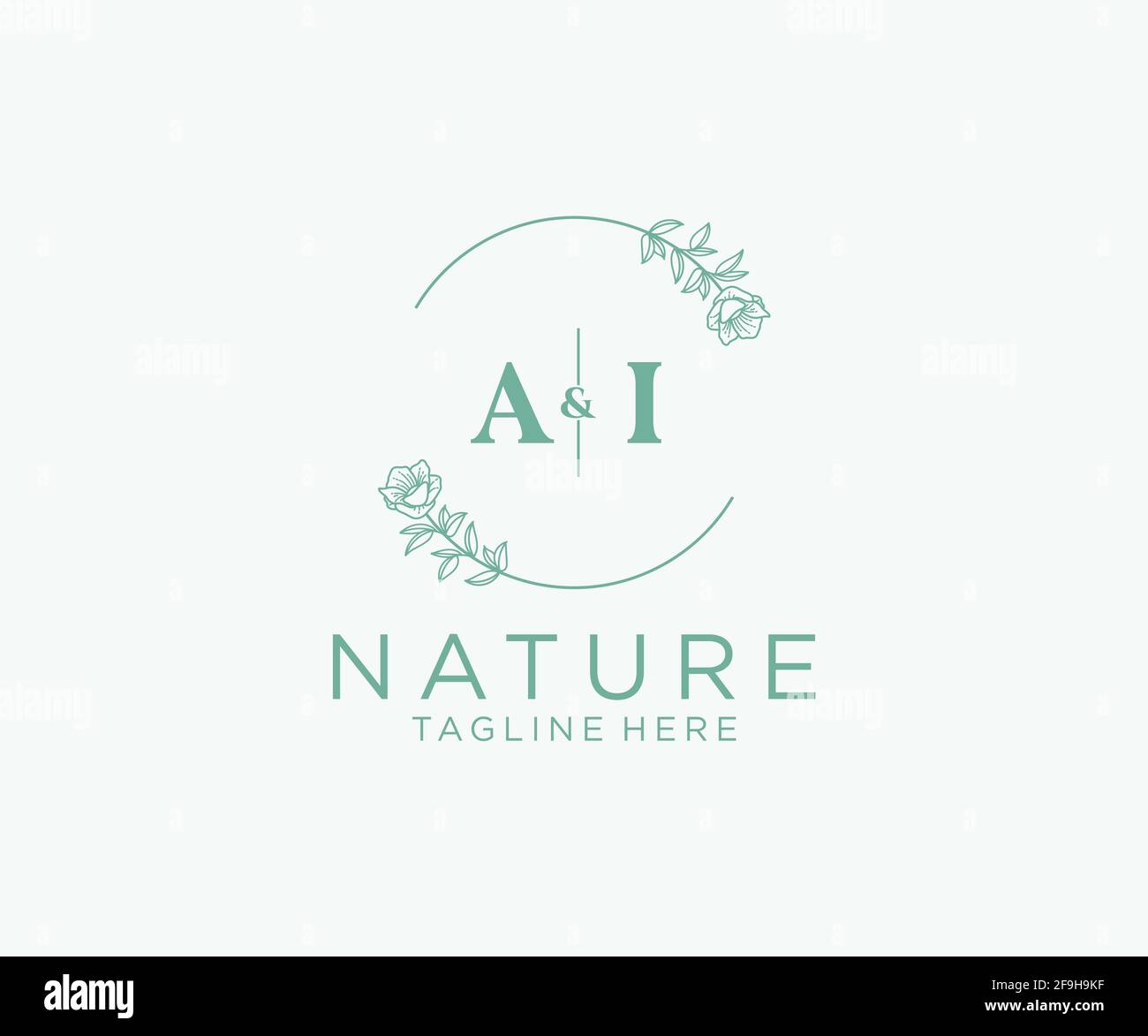 AI Letters Botanical Feminine Logo Vorlage floral, editierbar vorgefertigte Monoline Logo geeignet, Luxus feminine Hochzeit Branding, Corporate. Stock Vektor